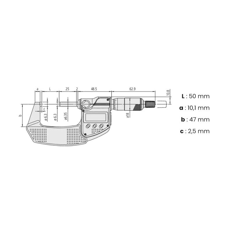 Micromètre Digimatic IP65 0-25 mm Mitutoyo®