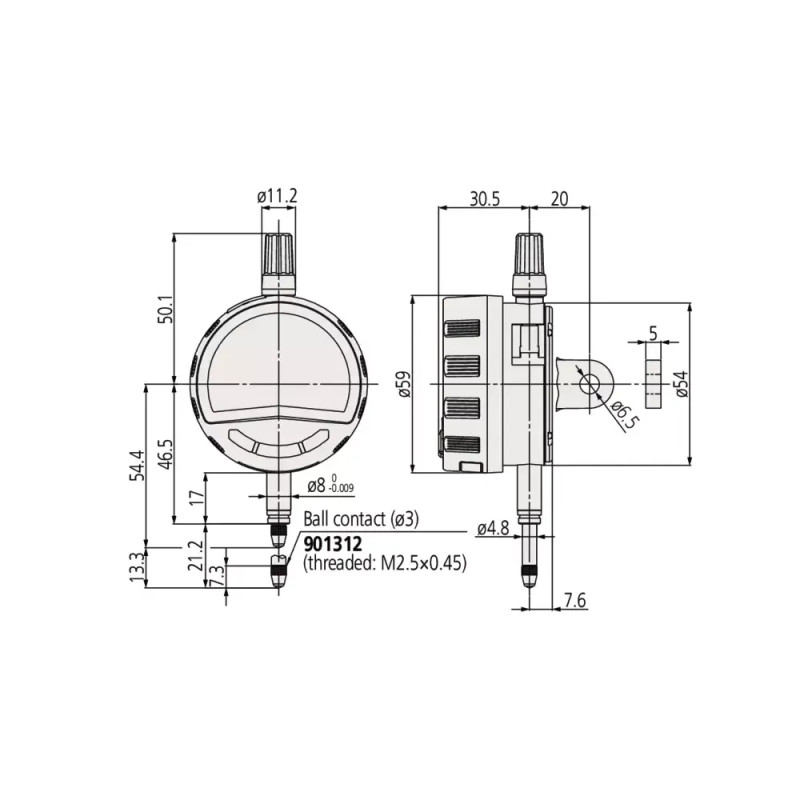 Comparateur digital IP42 Mitutoyo® Digimatic ID-C