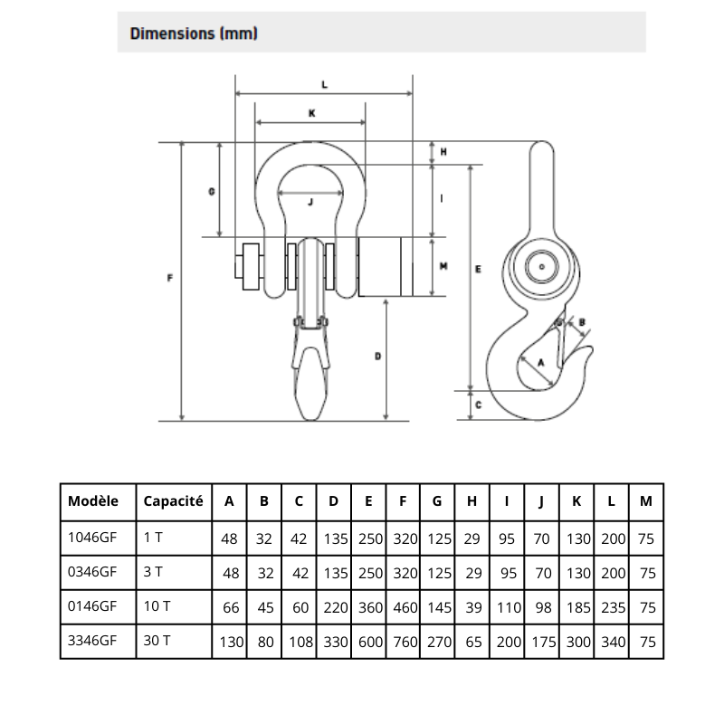 Dimensions Dynamomètre affichage et contrôle à distance