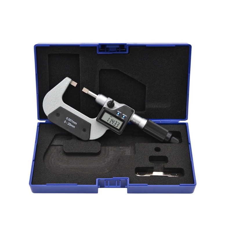 Coffret complet micromètre rainures et gorges digital 0‑25 mm avec accessoires