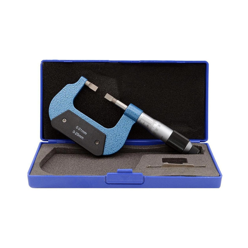 Micromètre mécanique livré en coffret pour mesure de rainures
