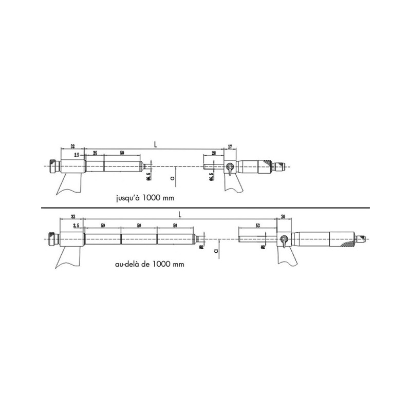 Micromètre d'extérieur de 300 à 2000 mm