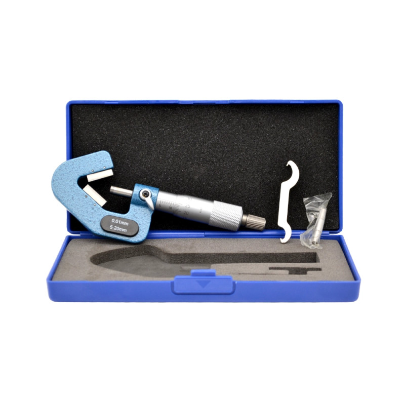 Coffret complet d'alésomètre incluant la bague d'étalonnage et la clé de réglage.